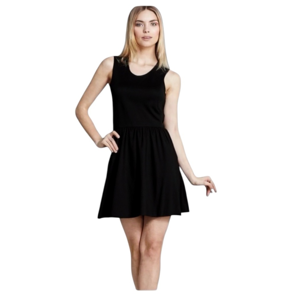 Theory Cozma Sleeveless Black Jersey Drop Waist Pullover Dress Swingy Skirt (M)